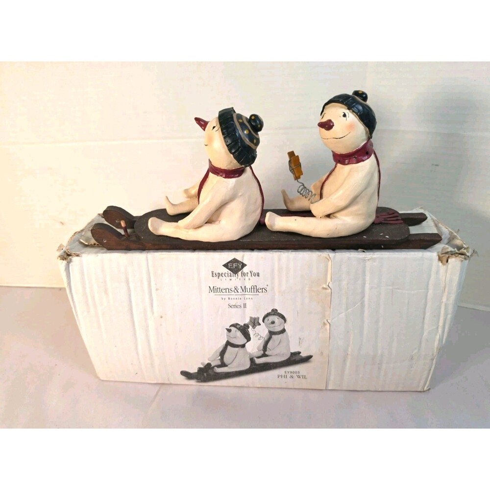 Vintage Mittens & Mufflers By Bonnie Lynn Phi & Wil Christmas Snowman Primitive